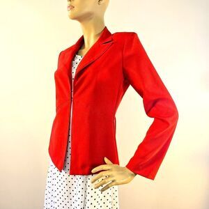 A. BYER True Vintage Womens 1980s Red Blazer Jacket Made In USA